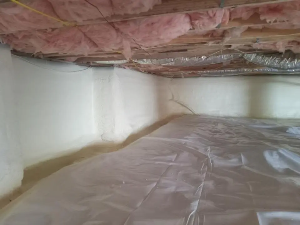 Crawl space encapsulation with closed-cell spray foam for Flat Roof Repair in North Aurora